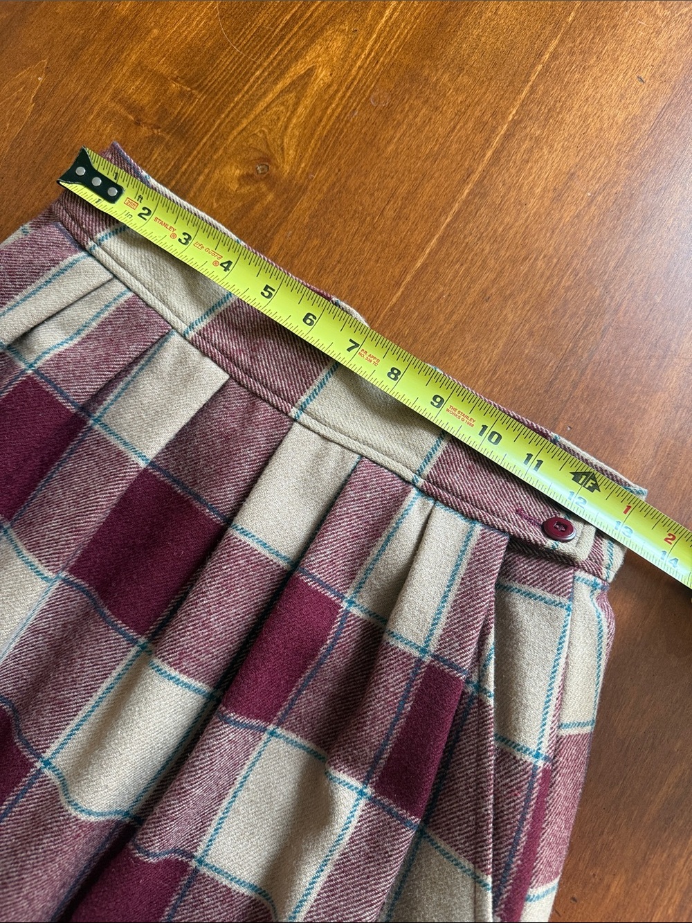Vintage Pendleton 100% Virgin Wool Buffalo Check Midi Skirt 26” Waist A-line USA - Picture 7 of 14